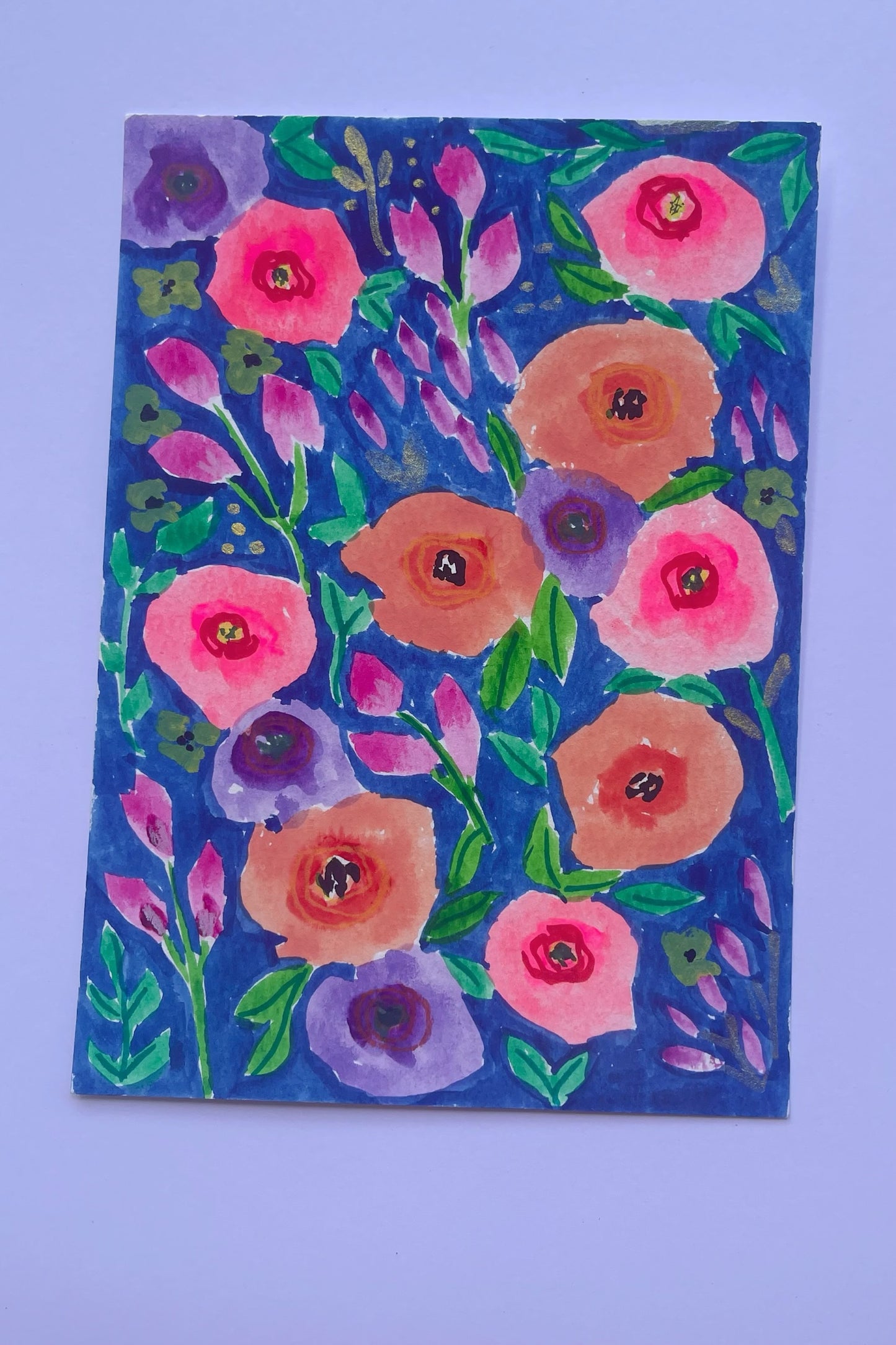 “Midnight Bloom – Hand-painted Floral Card Set(5 Designs)”