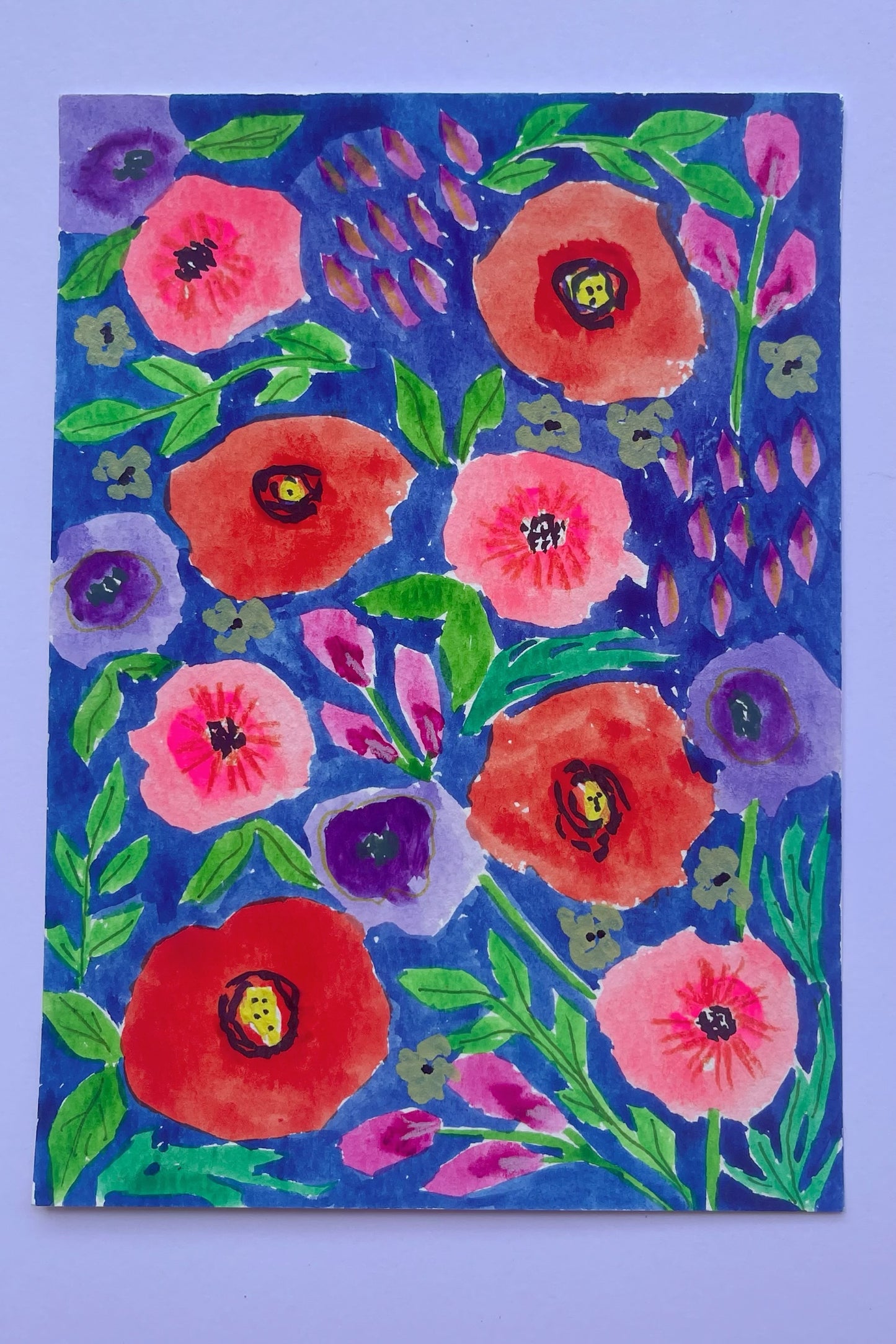 “Midnight Bloom – Hand-painted Floral Card Set（5 Designs）”