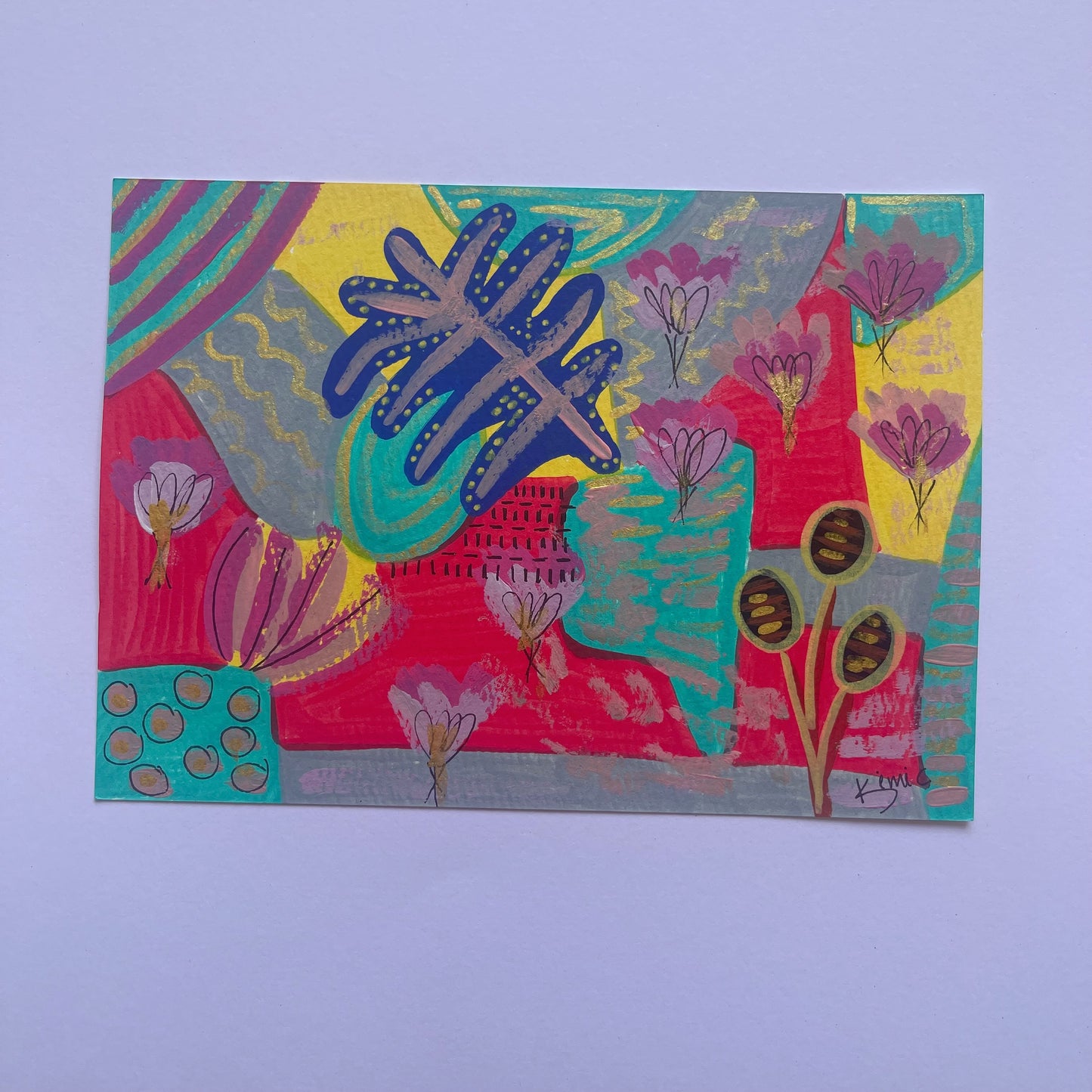 A5 Hand-Painted Card Set – 6 Originals from the Whimsy Botanical Collection.