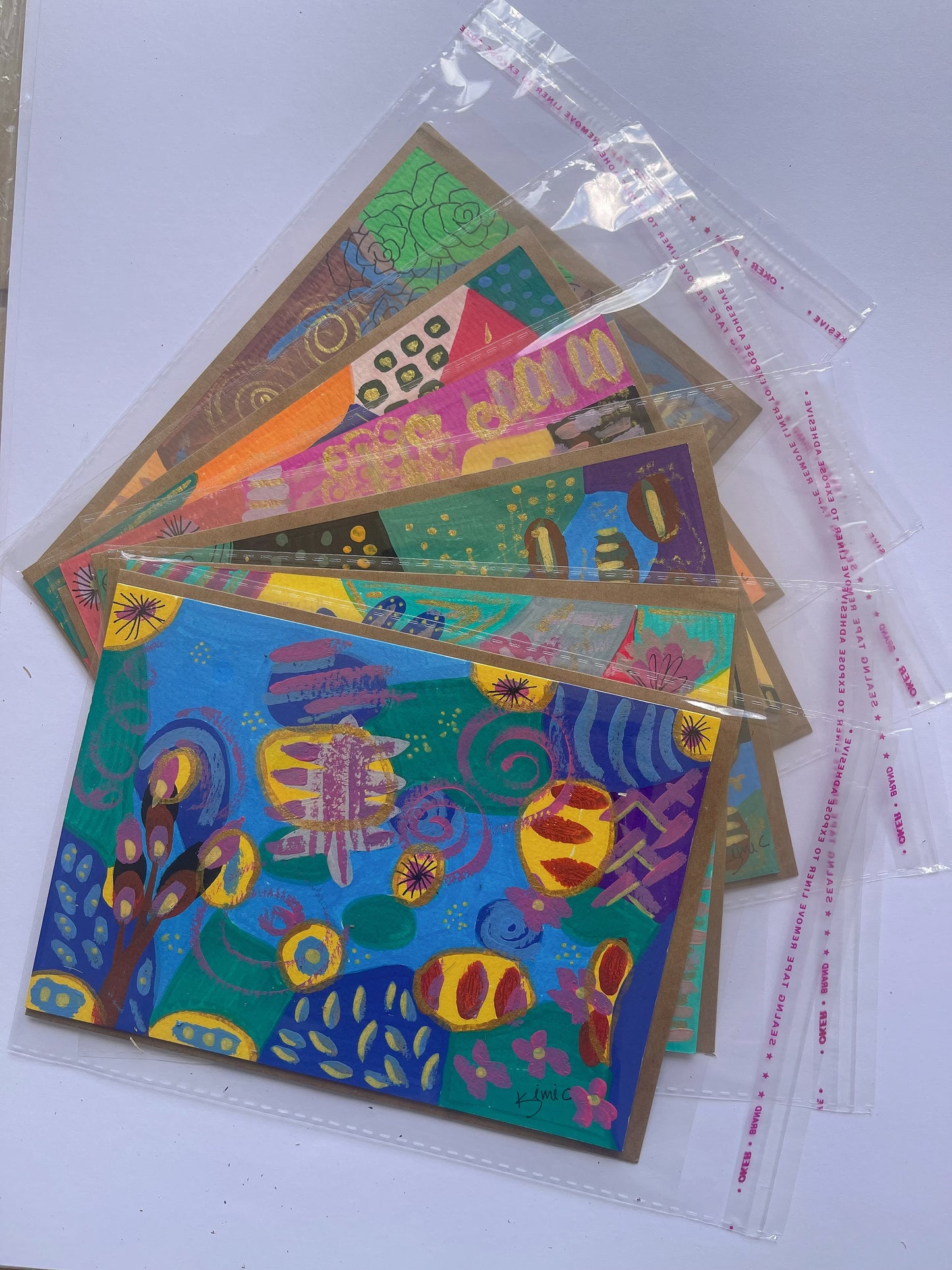 A5 Hand-Painted Card Set – 6 Originals from the Whimsy Botanical Collection.