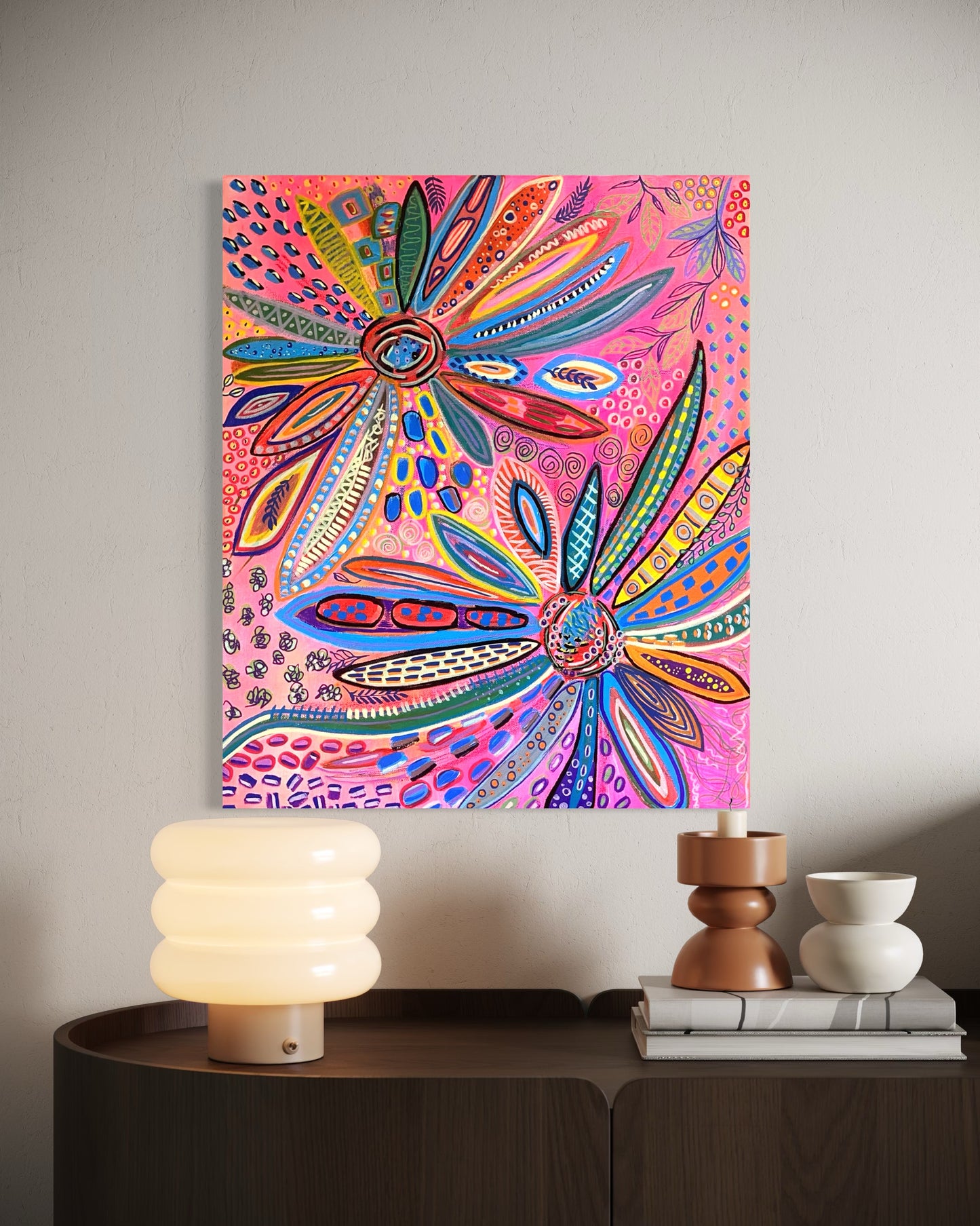 Radiant Bloom — Original Canvas Painting (60 × 50 cm)