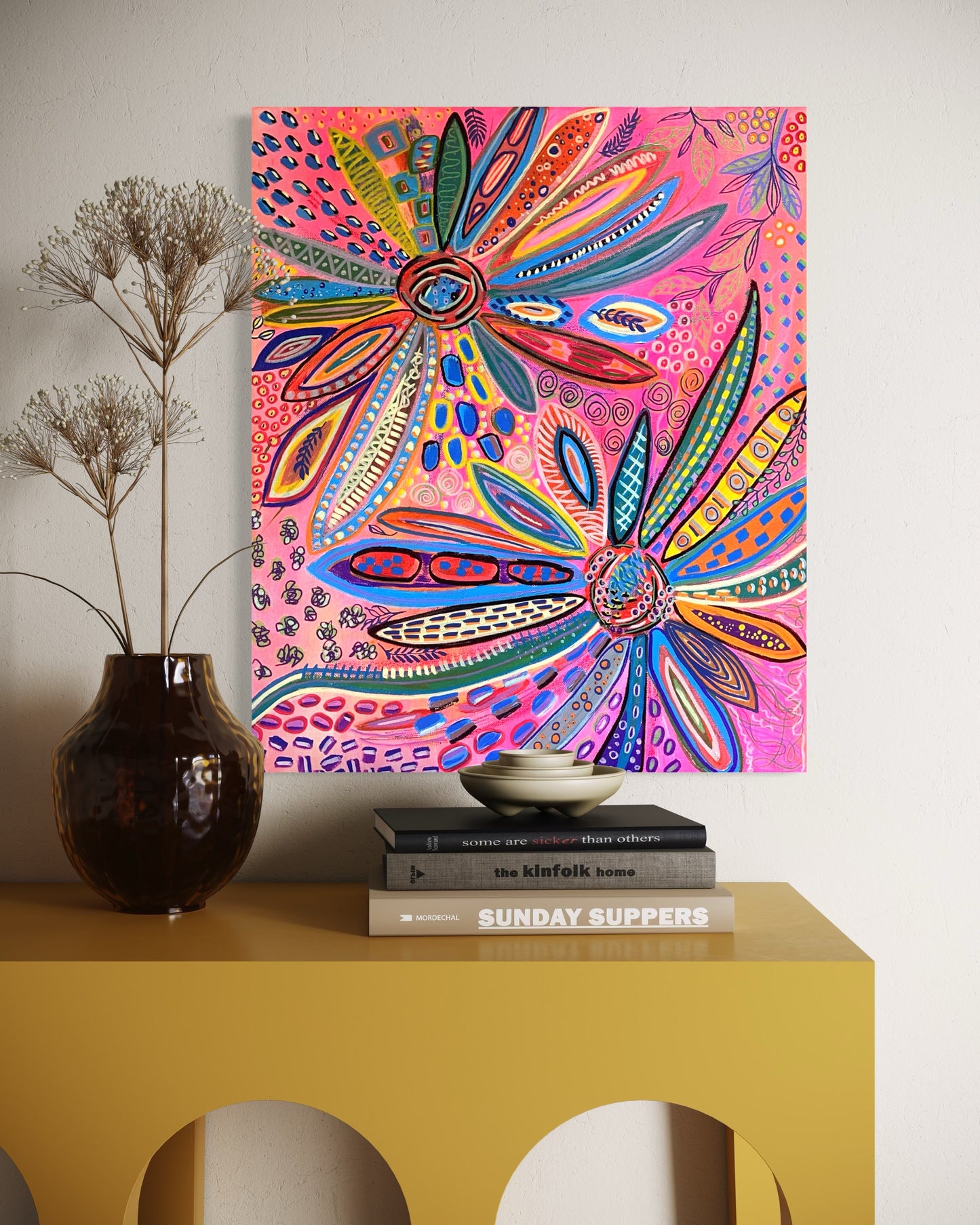Radiant Bloom — Original Canvas Painting (60 × 50 cm)
