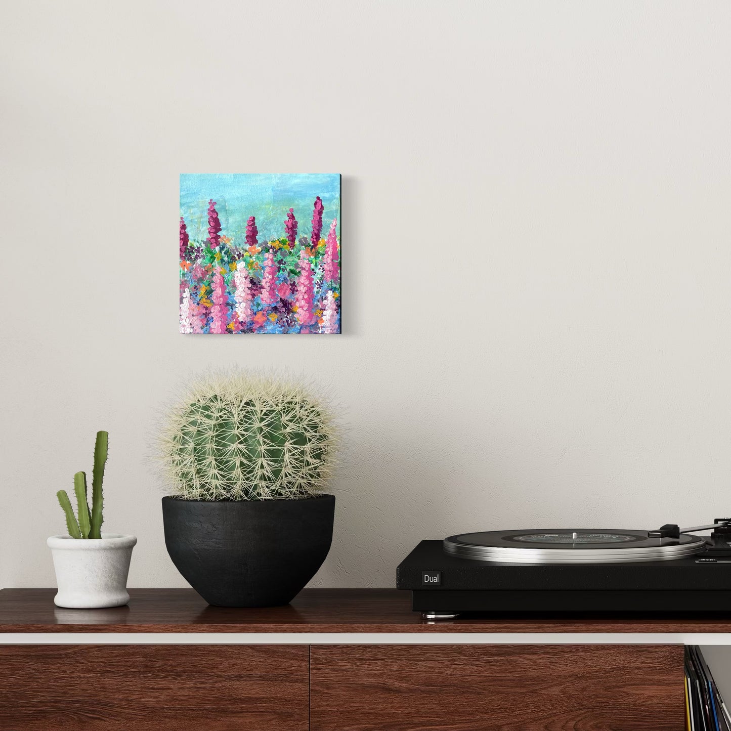 Soft Garden Bloom – Original 20 × 20 cm Canvas Painting