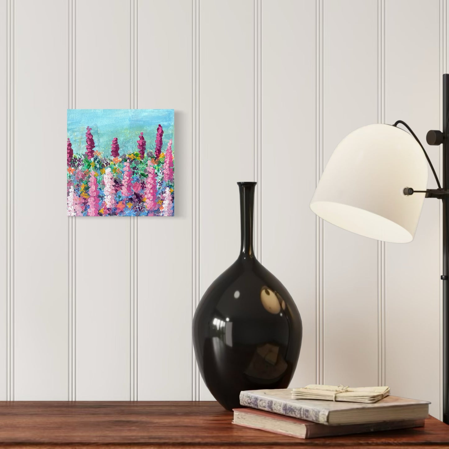 Soft Garden Bloom – Original 20 × 20 cm Canvas Painting