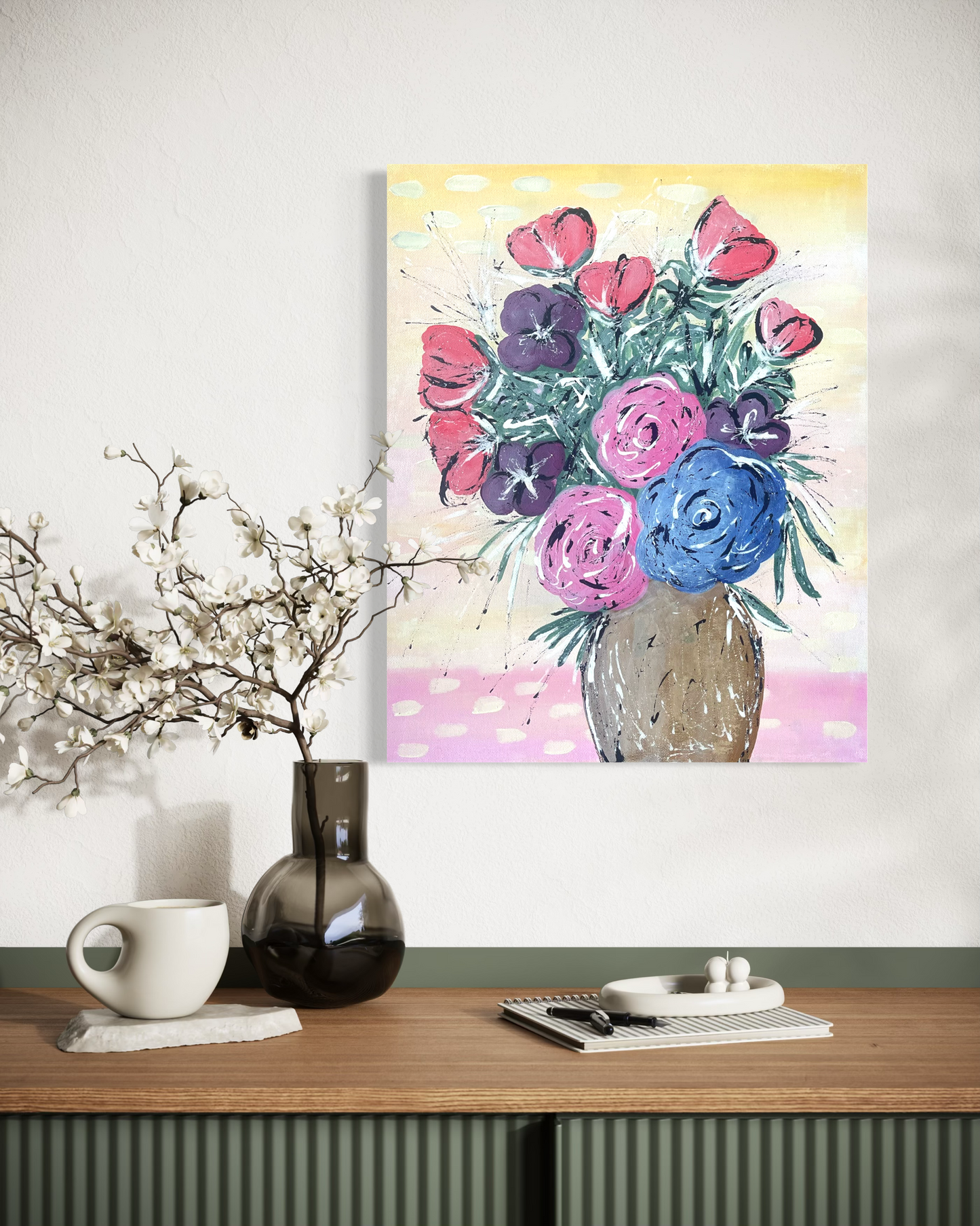 Still, I Bloom Original Floral Painting (40.6 × 50.8 cm)